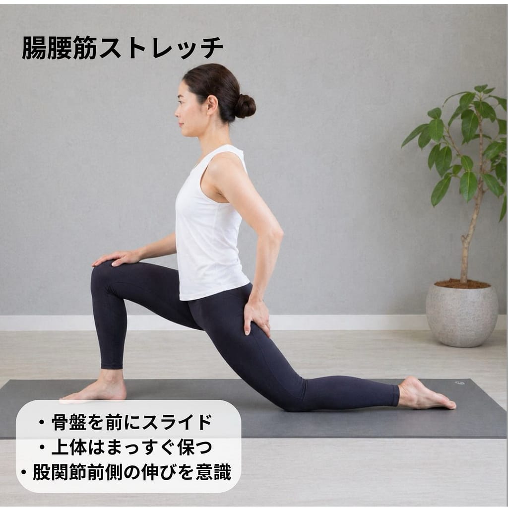 腸腰筋ストレッチ　参考画像　女性モデル