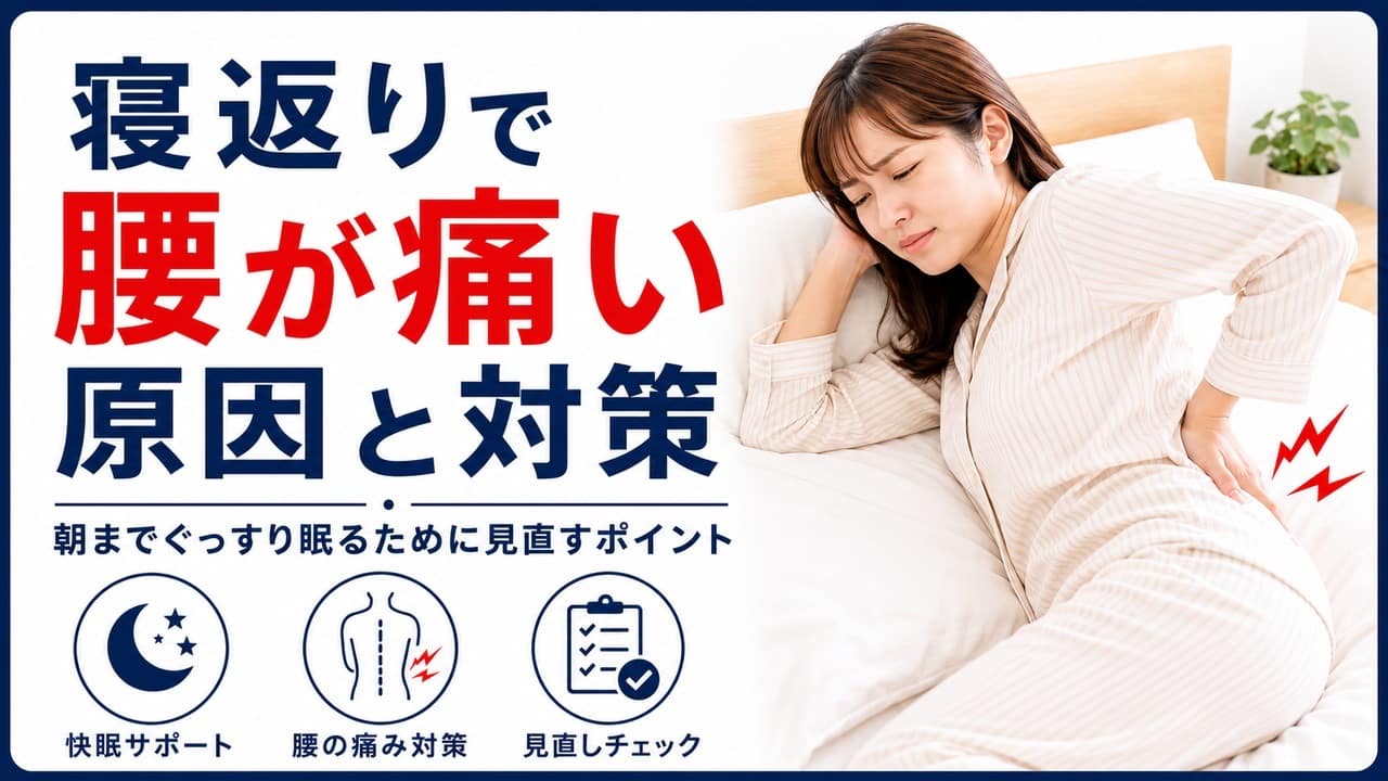寝返りで腰が痛い原因と対策を解説するアイキャッチ画像 